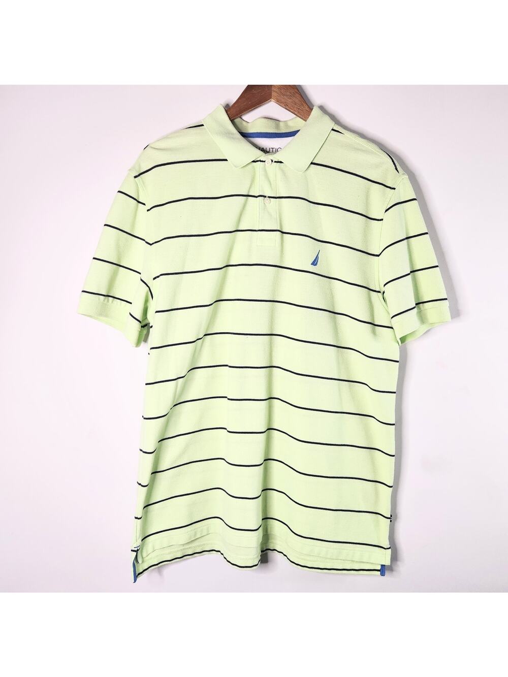 Nautica Mens Green Striped Performance Deck Shirt Polo Size XL Golf Nautical